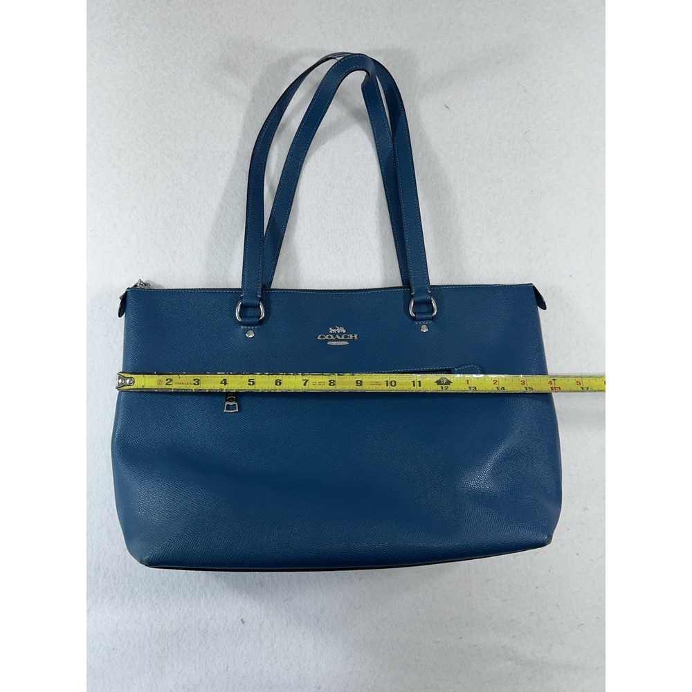 Coach Blue Leather Tote Bag - Classic Shoulder Handbag - Picture 7 of 11